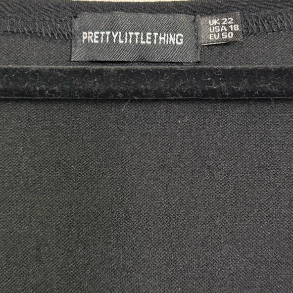 PrettyLittleThing l Black Asymmetrical Ruffled Wrap Dress Size 16 - Picture 8 of 10